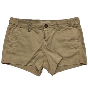 Old Navy Khaki Shorts, Low Rise Distressed Sequins Camp Uniform Tan Size 2